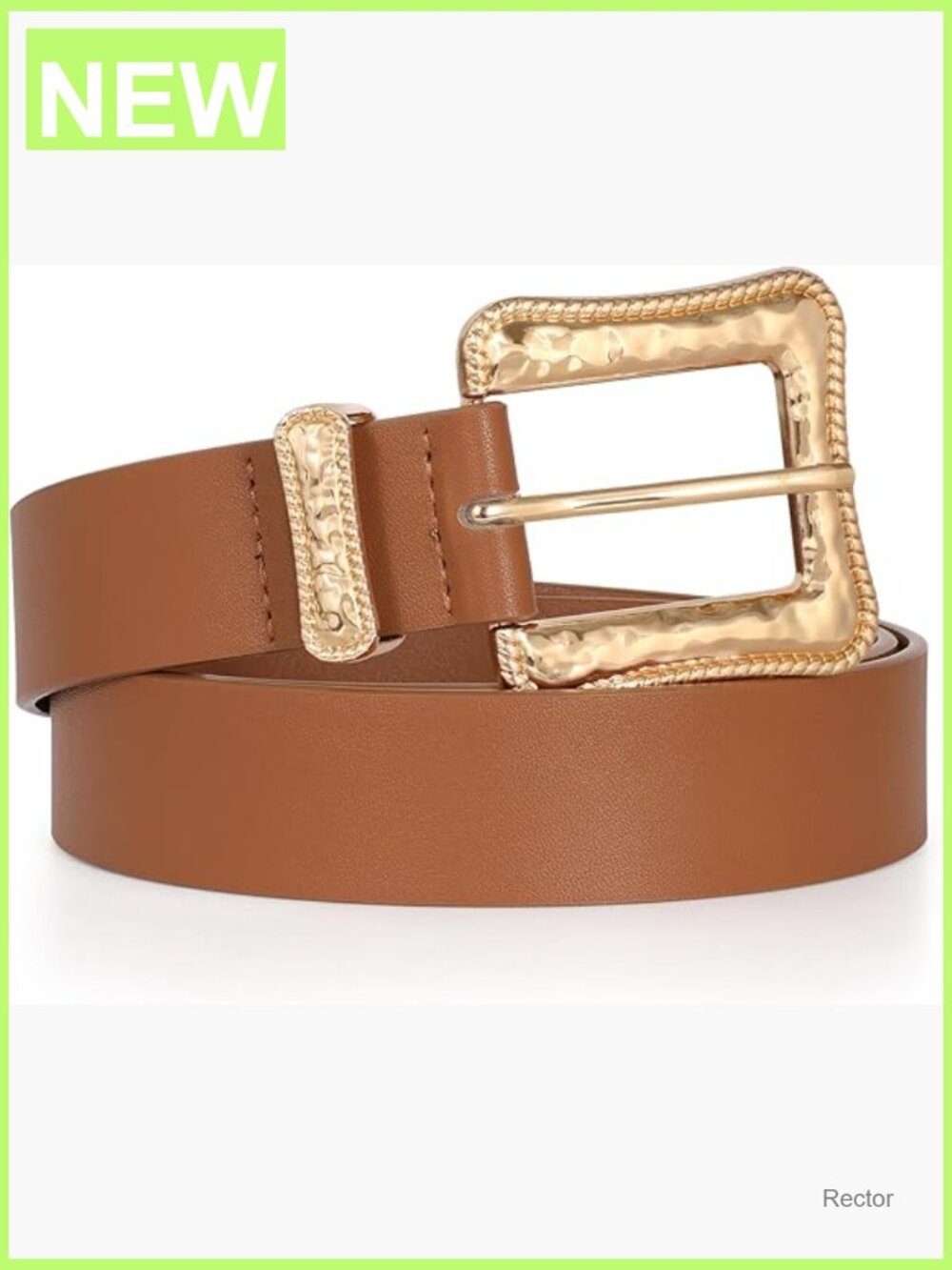 Plus Size Leather Waist Belt with Gold Buckle for Women